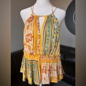 FREE PEOPLE BELLINI PATCHWORK BOHO Summer top color Sunshine Combo 
size small 🥰